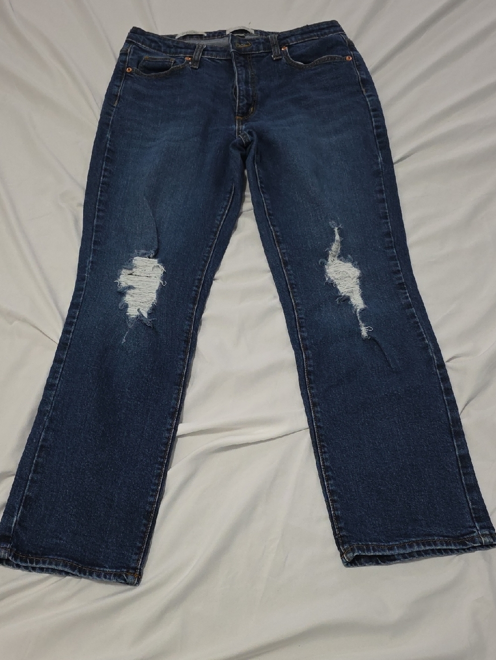 Universal Thread Dark Blue Distressed Slim Leg Straigh